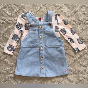 Girls 18M Outfit Set - Levi’s Two Piece Outfit, Long Sleeve Tee & Overall Dress
